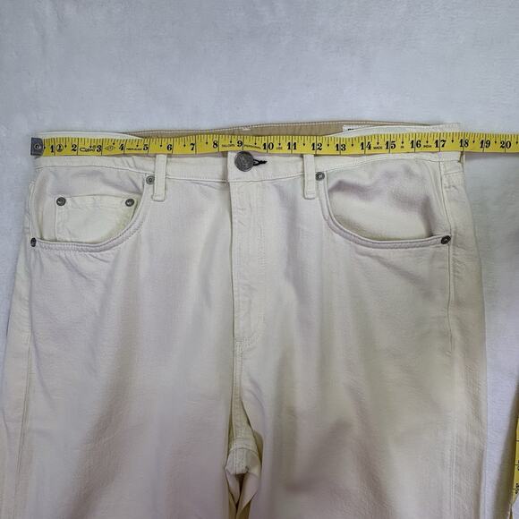 rag & bone Featherweight Logan Wide Leg Mid Rise Denim Jeans Ecru Size 32 - Picture 14 of 16